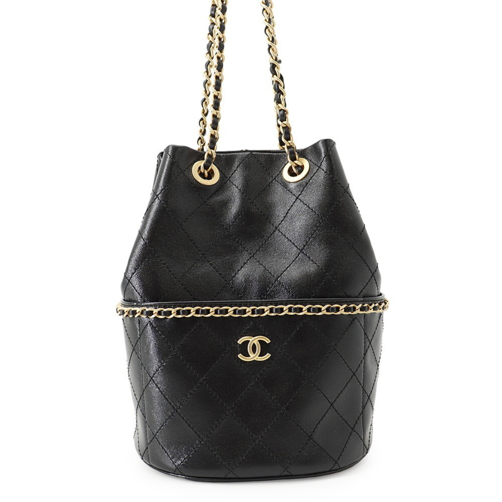 Chanel Chain Shoulder Bag, Coco Mark Matelassé Around Bucket Shiny Lambskin, ...